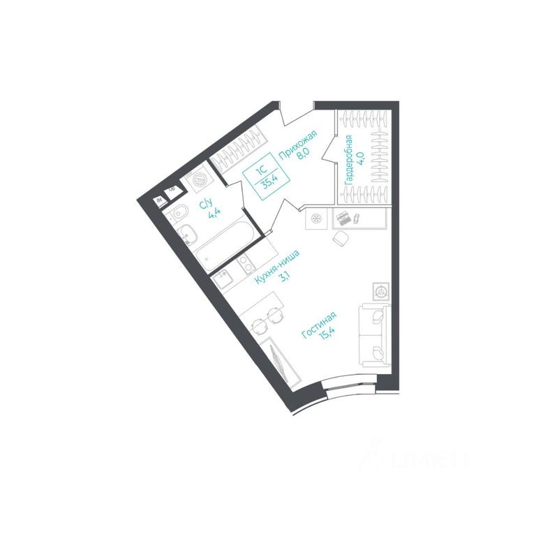Apartment Sale, 35.2 sq. m. at Apart-kompleks Monodom Lake (Monodom Leyk), Mikhalkovskaya Street, 52с7, Moscow, Russia #1