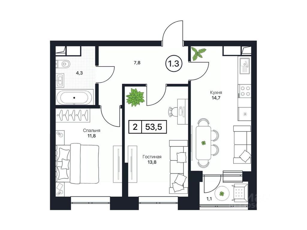 1-BD Apartment Sale, 53.5平方米 at Pushkino Grad, Polevaya ulitsa, selo Bratovshchina, Pshkinskiy Urban District, Moscow Region, Russia #1 1-BD Apartment Sale, 53.5平方米 at Pushkino Grad, Polevaya ulitsa, selo Bratovshchina, Pshkinskiy Urban District, Moscow Region, Russia #1