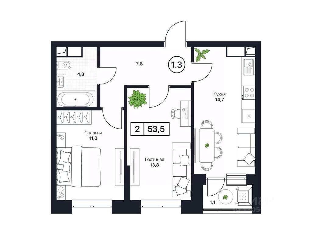 1-BD Apartment Sale, 53.5平方米 at Pushkino Grad, Polevaya ulitsa, selo Bratovshchina, Pshkinskiy Urban District, Moscow Region, Russia #1 1-BD Apartment Sale, 53.5平方米 at Pushkino Grad, Polevaya ulitsa, selo Bratovshchina, Pshkinskiy Urban District, Moscow Region, Russia #1