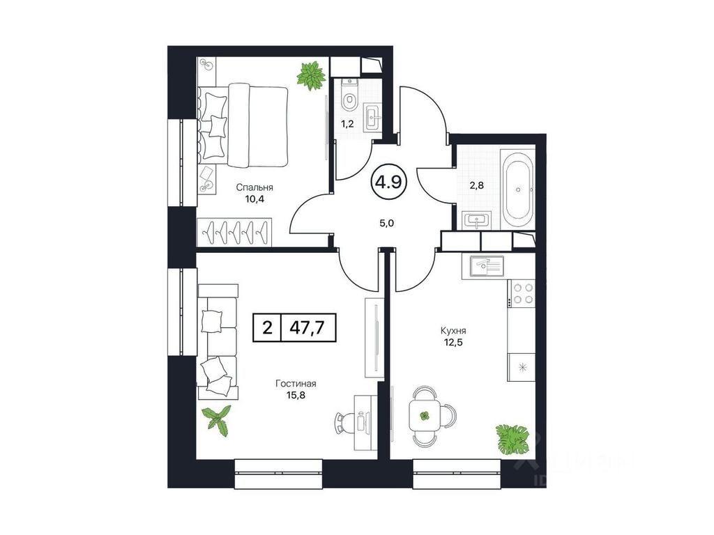 1-BD Apartment Sale, 47.7 sq. m. at Pushkino Grad, Polevaya ulitsa, selo Bratovshchina, Pshkinskiy Urban District, Moscow Region, Russia #1 1-BD Apartment Sale, 47.7 sq. m. at Pushkino Grad, Polevaya ulitsa, selo Bratovshchina, Pshkinskiy Urban District, Moscow Region, Russia #1