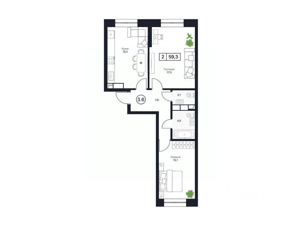 1-BD Apartment Sale, 59.3平方米 at Pushkino Grad, Polevaya ulitsa, selo Bratovshchina, Pshkinskiy Urban District, Moscow Region, Russia #1 1-BD Apartment Sale, 59.3平方米 at Pushkino Grad, Polevaya ulitsa, selo Bratovshchina, Pshkinskiy Urban District, Moscow Region, Russia #1