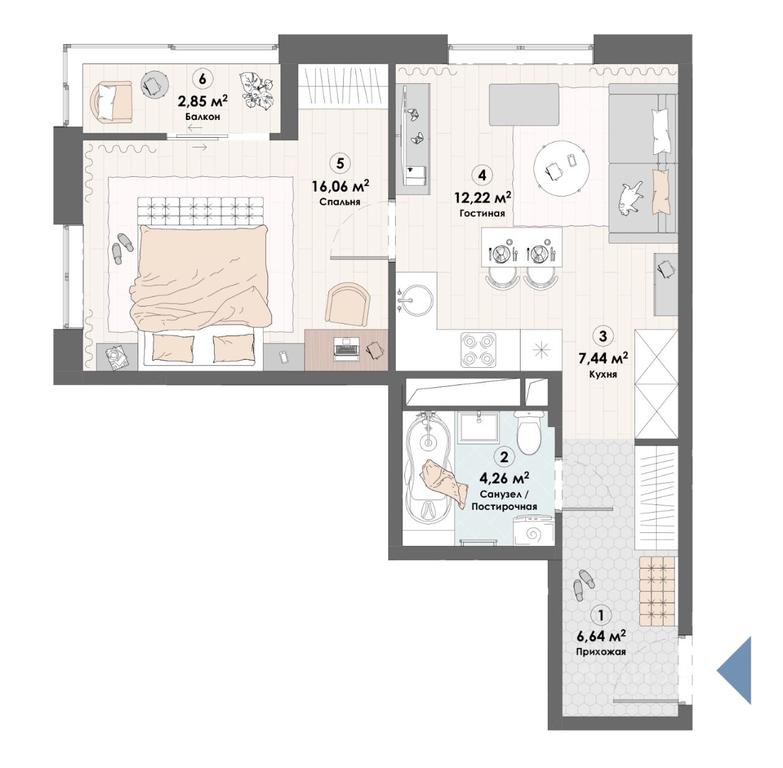 Apartment Sale, 49.47平方米 at Triumf, Nadsonovskaya ulitsa, Pushkino, Moscow Region, Russia #1