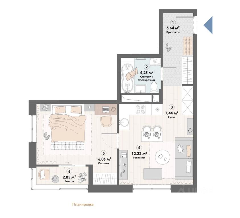 Apartment Sale, 49.46平方米 at Triumf, Nadsonovskaya ulitsa, Pushkino, Moscow Region, Russia #1