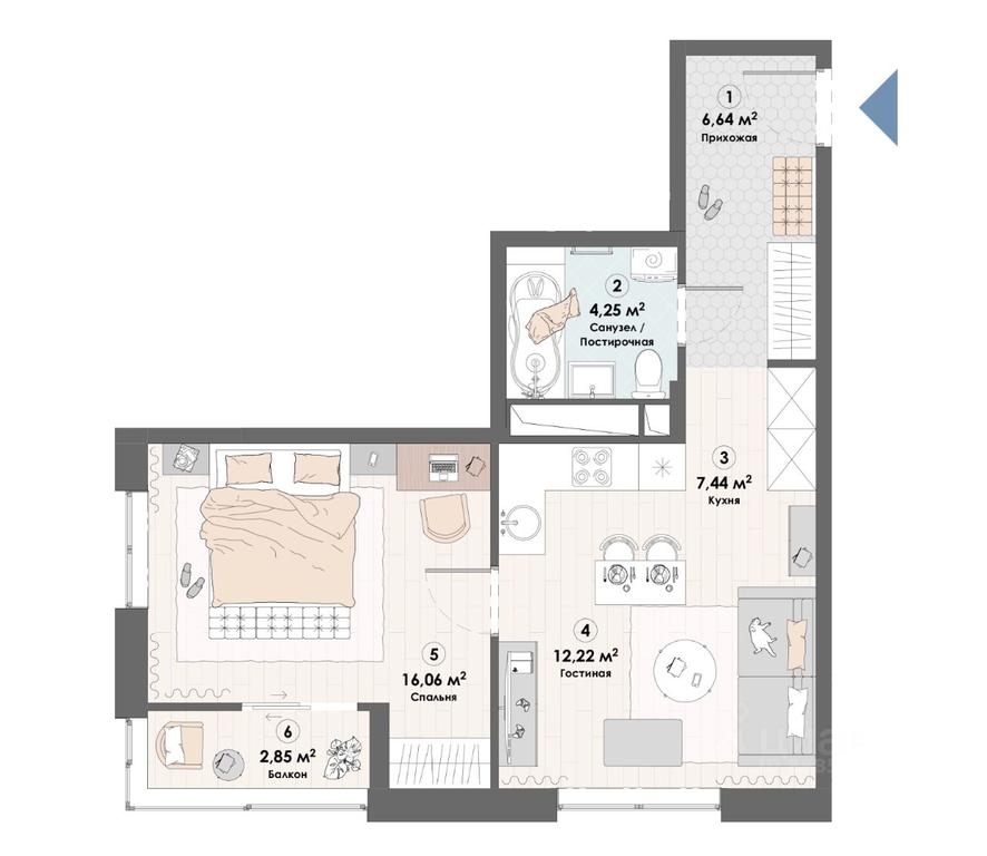 Apartment Sale, 49.49 sq. m. at Triumf, Nadsonovskaya ulitsa, Pushkino, Moscow Region, Russia #1