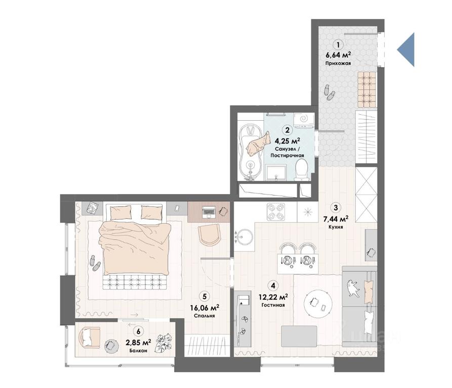 Apartment Sale, 49.49平方米 at Triumf, Nadsonovskaya ulitsa, Pushkino, Moscow Region, Russia #1