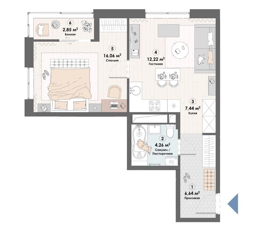 Apartment Sale, 49.49平方米 at Triumf, Nadsonovskaya ulitsa, Pushkino, Moscow Region, Russia #1
