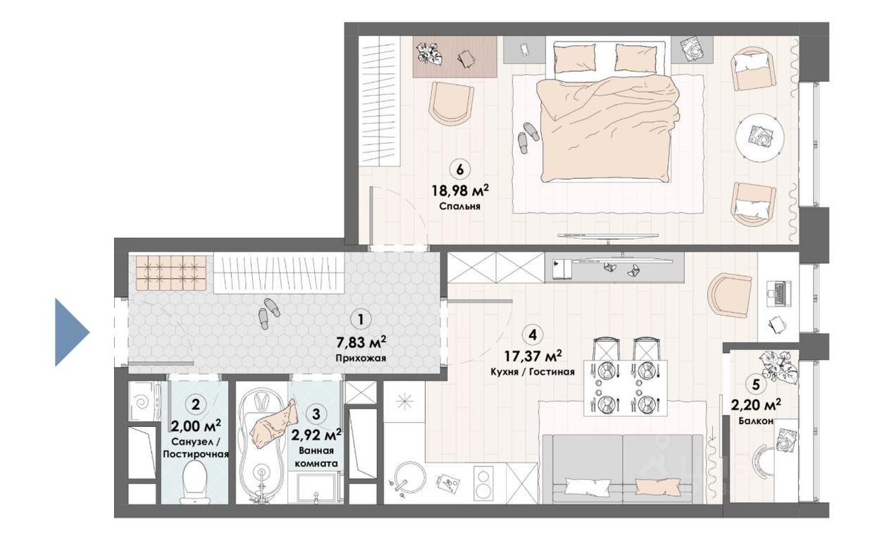 Apartment Sale, 51.3平方米 at Triumf, Nadsonovskaya ulitsa, Pushkino, Moscow Region, Russia #1