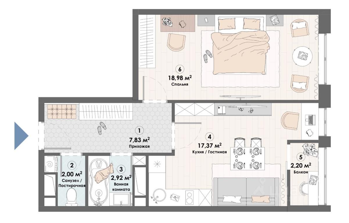 Apartment Sale, 51.3平方米 at Triumf, Nadsonovskaya ulitsa, Pushkino, Moscow Region, Russia #1