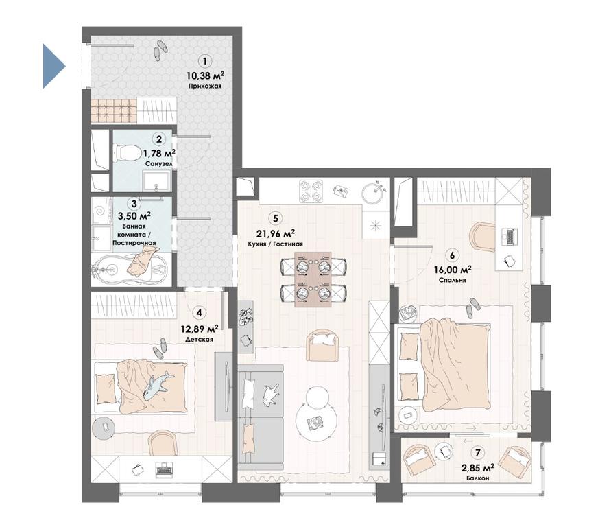 2-BD Apartment Sale, 69.36平方米 at Triumf, Nadsonovskaya ulitsa, Pushkino, Moscow Region, Russia #1 2-BD Apartment Sale, 69.36平方米 at Triumf, Nadsonovskaya ulitsa, Pushkino, Moscow Region, Russia #1