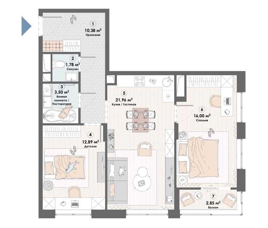 2-BD Apartment Sale, 69.36平方米 at Triumf, Nadsonovskaya ulitsa, Pushkino, Moscow Region, Russia #1