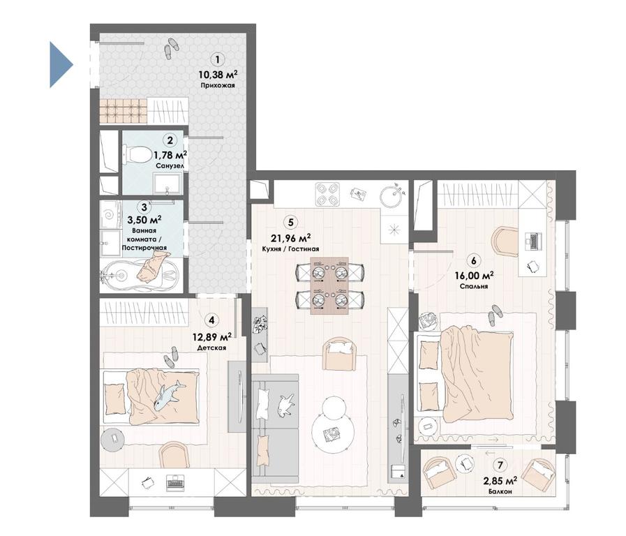 2-BD Apartment Sale, 69.4 sq. m. at Triumf, Nadsonovskaya ulitsa, Pushkino, Moscow Region, Russia #1 2-BD Apartment Sale, 69.4 sq. m. at Triumf, Nadsonovskaya ulitsa, Pushkino, Moscow Region, Russia #1