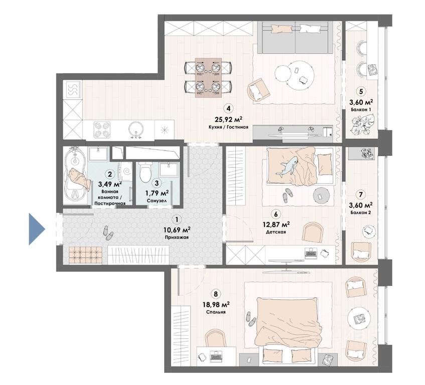 2-BD Apartment Sale, 80.94 sq. m. at Triumf, Nadsonovskaya ulitsa, Pushkino, Moscow Region, Russia #1 2-BD Apartment Sale, 80.94 sq. m. at Triumf, Nadsonovskaya ulitsa, Pushkino, Moscow Region, Russia #1