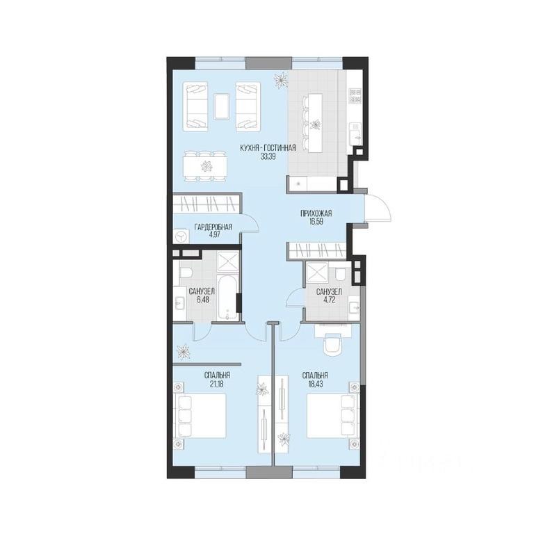 1-BD Apartment Sale, 105.76平方米 at Dom po ul. Sadovnicheskaya, Sadovnicheskaya Street, Moscow, Russia #1