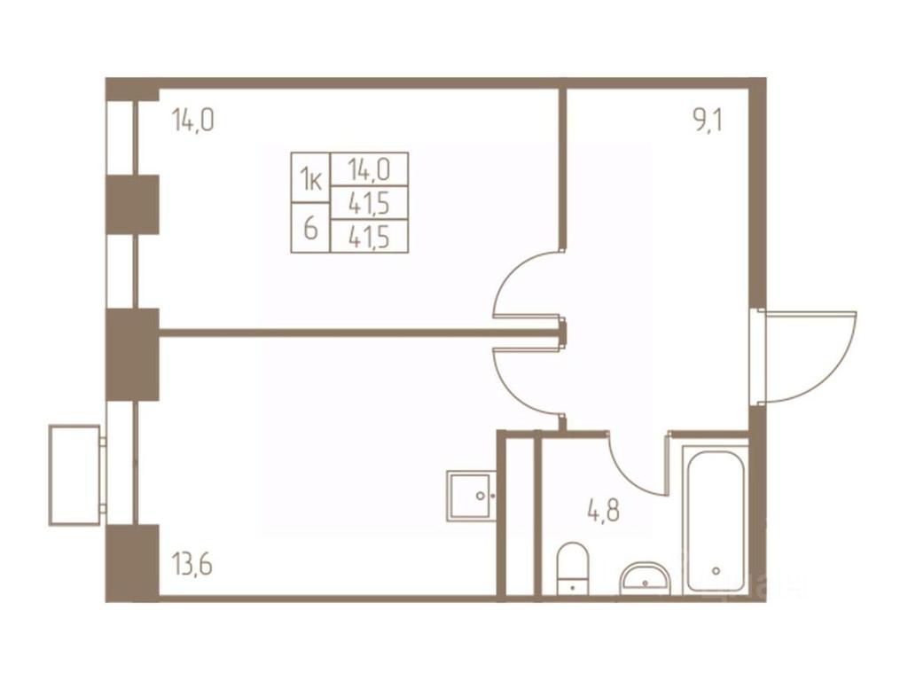 Apartment Sale, 41.5平方米 at Fabrikant, 2-y Fabrichny proyezd, Pushkino, Moscow Region, Russia #1