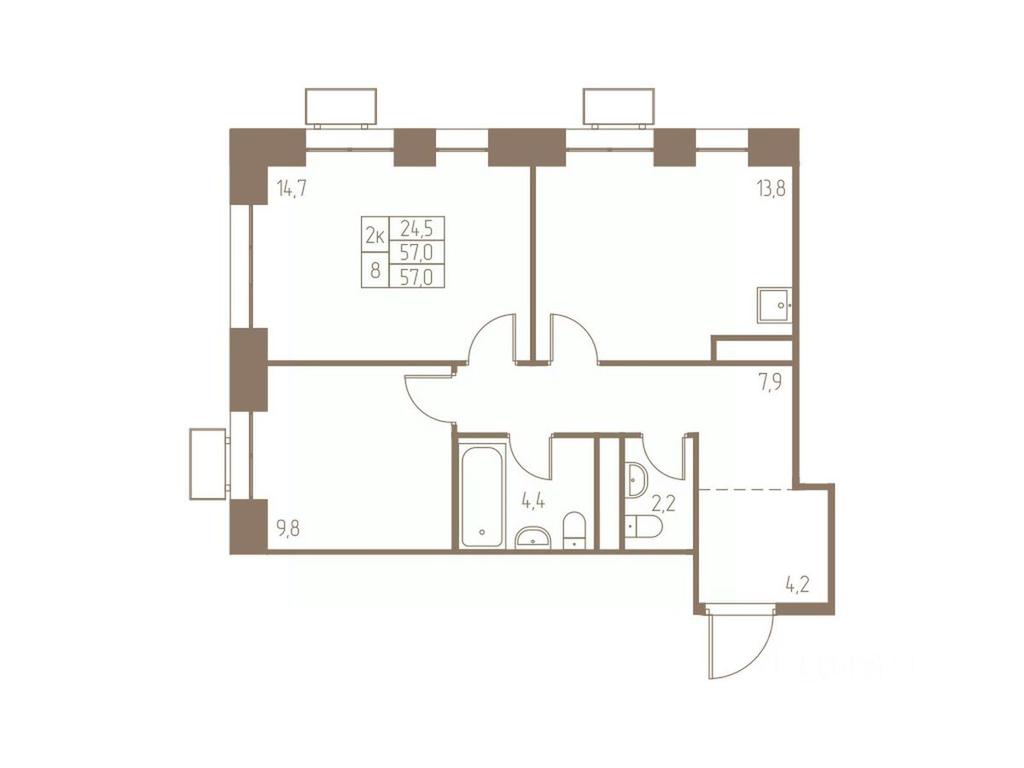 1-BD Apartment Sale, 57平方米 at Fabrikant, 2-y Fabrichny proyezd, Pushkino, Moscow Region, Russia #1