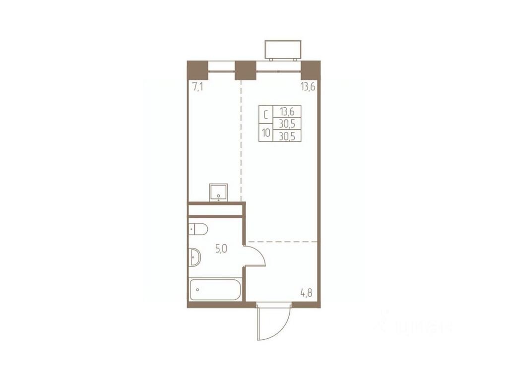 Apartment Sale, 30.5 sq. m. at Fabrikant, 2-y Fabrichny proyezd, Pushkino, Moscow Region, Russia #1