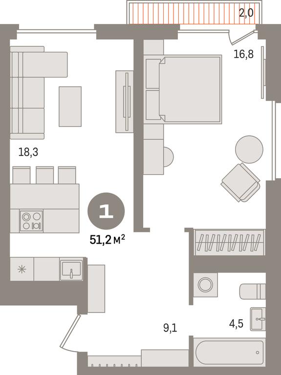 1-BD Apartment Sale, 51.2 sq. m. at Pervy kvartal, Kalinovaya ulitsa, derevnya Sapronovo, Leninskiy City District, Moscow Region, Russia #1 1-BD Apartment Sale, 51.2 sq. m. at Pervy kvartal, Kalinovaya ulitsa, derevnya Sapronovo, Leninskiy City District, Moscow Region, Russia #1