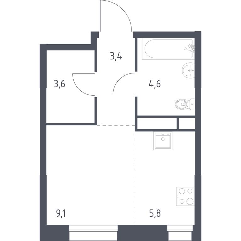 Продажа квартиры, 26,5 м² в ЖК «Квартал на воде», Шоссейная улица, 90с42, Москва, Россия #1 Продажа квартиры, 26,5 м² в ЖК «Квартал на воде», Шоссейная улица, 90с42, Москва, Россия #1
