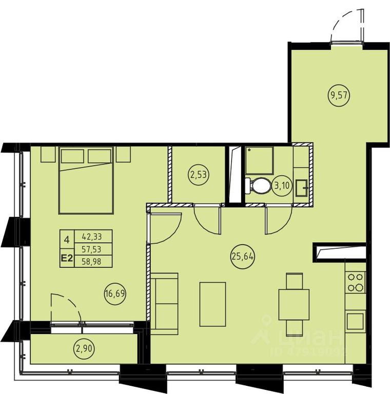 1-BD Apartment Sale, 58.98 sq. m. at 31 kvartal, Naberezhnaya ulitsa, Pushkino, Moscow Region, Russia #1 1-BD Apartment Sale, 58.98 sq. m. at 31 kvartal, Naberezhnaya ulitsa, Pushkino, Moscow Region, Russia #1