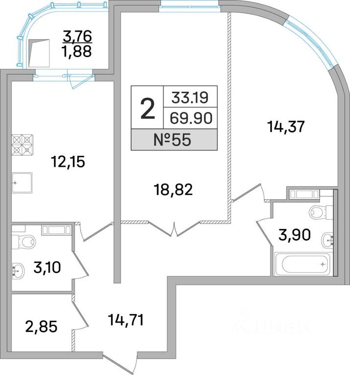1-BD Apartment Sale, 69.1 sq. m. at Dom-Megalit v Korolyove, Kalinina Street, 11, Korolyov, Moscow Region, Russia #1 1-BD Apartment Sale, 69.1 sq. m. at Dom-Megalit v Korolyove, Kalinina Street, 11, Korolyov, Moscow Region, Russia #1