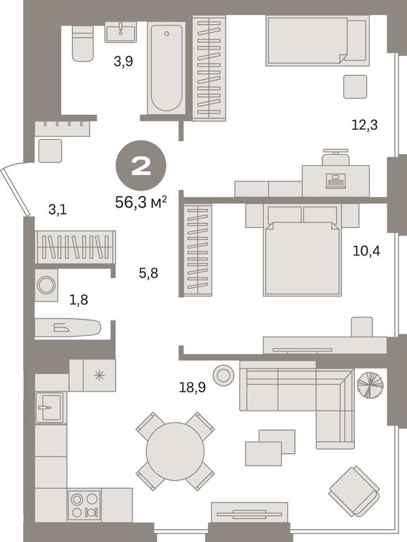 2-BD Apartment Sale, 56.3 sq. m. at Kvartal Gercena, zhiloy kompleks Kvartal Gertsena, Moscow, Russia #1 2-BD Apartment Sale, 56.3 sq. m. at Kvartal Gercena, zhiloy kompleks Kvartal Gertsena, Moscow, Russia #1