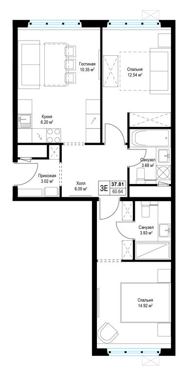 Продажа 2-комн. квартиры, 60,5 м² в ЖК «Эко Видное 2.0», квартал Центральный, 1, микрорайон Купелинка, деревня Сапроново, Ленинский городской округ, Московская область, Россия #1 Продажа 2-комн. квартиры, 60,5 м² в ЖК «Эко Видное 2.0», квартал Центральный, 1, микрорайон Купелинка, деревня Сапроново, Ленинский городской округ, Московская область, Россия #1