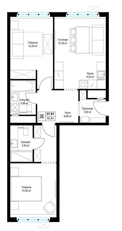 Продажа 2-комн. квартиры, 60,5 м² в ЖК «Эко Видное 2.0», квартал Центральный, 1, микрорайон Купелинка, деревня Сапроново, Ленинский городской округ, Московская область, Россия #1 Продажа 2-комн. квартиры, 60,5 м² в ЖК «Эко Видное 2.0», квартал Центральный, 1, микрорайон Купелинка, деревня Сапроново, Ленинский городской округ, Московская область, Россия #1