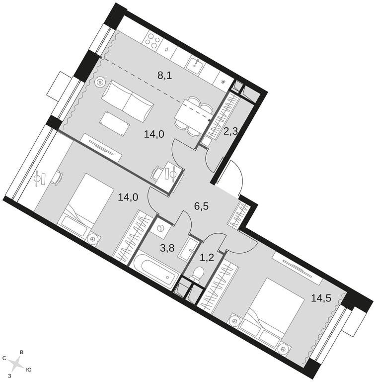 3-BD Apartment Sale, 64.4 sq. m. at Datskiy Kvartal, Datskiy Kvartal Residential Complex, posyolok Nagornoye, Mytishi Urban District, Moscow Region, Russia #1 3-BD Apartment Sale, 64.4 sq. m. at Datskiy Kvartal, Datskiy Kvartal Residential Complex, posyolok Nagornoye, Mytishi Urban District, Moscow Region, Russia #1