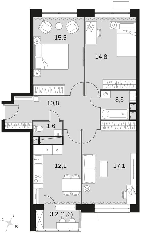 3-BD Apartment Sale, 76.9 sq. m. at Datskiy Kvartal, Datskiy Kvartal Residential Complex, posyolok Nagornoye, Mytishi Urban District, Moscow Region, Russia #1 3-BD Apartment Sale, 76.9 sq. m. at Datskiy Kvartal, Datskiy Kvartal Residential Complex, posyolok Nagornoye, Mytishi Urban District, Moscow Region, Russia #1