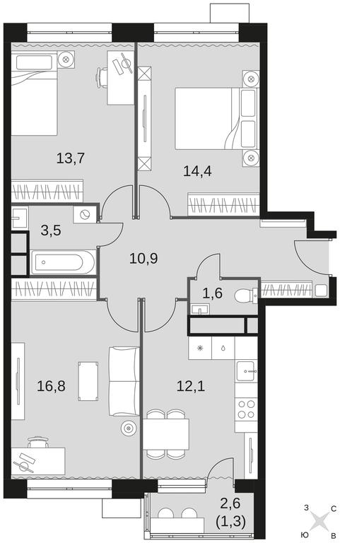 Продажа 3-комн. квартиры, 74,3 м² в ЖК «Датский квартал», жилой комплекс Датский квартал, посёлок Нагорное, городской округ Мытищи, Московская область, Россия #1 Продажа 3-комн. квартиры, 74,3 м² в ЖК «Датский квартал», жилой комплекс Датский квартал, посёлок Нагорное, городской округ Мытищи, Московская область, Россия #1
