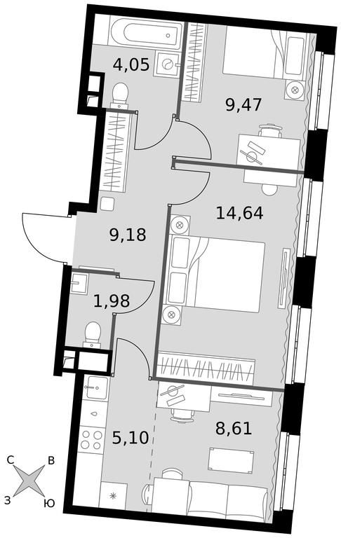 Продажа 3-комн. квартиры, 53,03 м² в ЖК «Движение. Говорово», Центральная улица, 47, деревня Говорово, поселение Московский, Москва, Россия #1 Продажа 3-комн. квартиры, 53,03 м² в ЖК «Движение. Говорово», Центральная улица, 47, деревня Говорово, поселение Московский, Москва, Россия #1