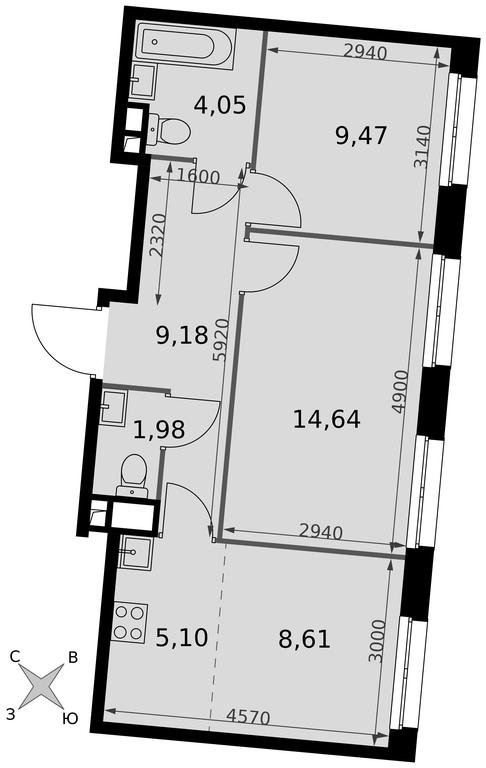 Продажа 3-комн. квартиры, 53,03 м² в ЖК «Движение. Говорово», Центральная улица, 47, деревня Говорово, поселение Московский, Москва, Россия #2 Продажа 3-комн. квартиры, 53,03 м² в ЖК «Движение. Говорово», Центральная улица, 47, деревня Говорово, поселение Московский, Москва, Россия #2