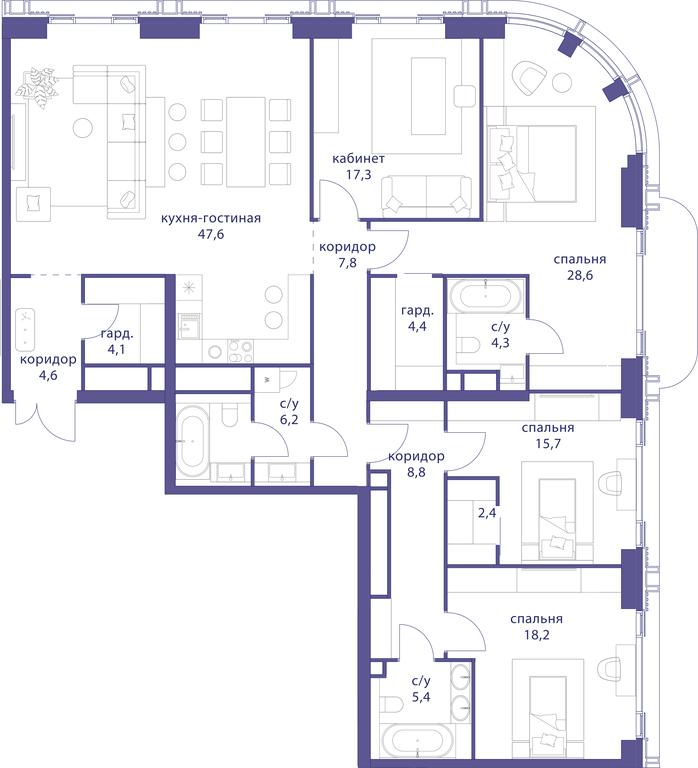Продажа 4-комн. квартиры, 178,5 м² в ЖК «Татарская 35», Большая Татарская улица, Москва, Россия #1 Продажа 4-комн. квартиры, 178,5 м² в ЖК «Татарская 35», Большая Татарская улица, Москва, Россия #1