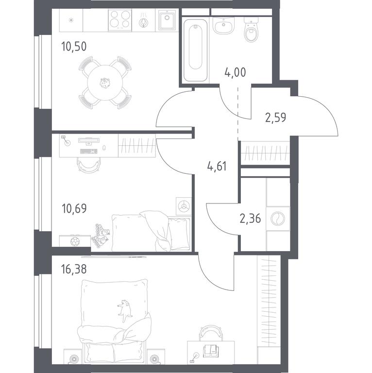 1-BD Apartment Sale, 51.13 sq. m. at Pribrezhnyi Park, Pribrezhniy Park Residential Complex, Village of Yam, Domodedovo City District, Moscow Region, Russia #1 1-BD Apartment Sale, 51.13 sq. m. at Pribrezhnyi Park, Pribrezhniy Park Residential Complex, Village of Yam, Domodedovo City District, Moscow Region, Russia #1