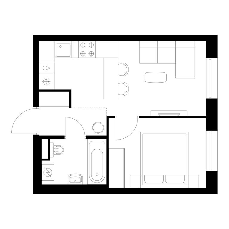 1-BD Apartment Sale, 32.3 sq. m. at Kutuzovskiy Kvartal, Ivana Franko Street, 20к1, Moscow, Russia #1 1-BD Apartment Sale, 32.3 sq. m. at Kutuzovskiy Kvartal, Ivana Franko Street, 20к1, Moscow, Russia #1