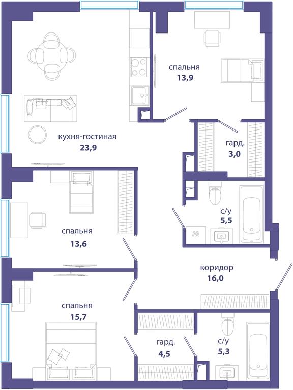 3-BD Apartment Sale, 102.1 sq. m. at Sobytie, Lobachevskogo Street, 124к3, Moscow, Russia #1 3-BD Apartment Sale, 102.1 sq. m. at Sobytie, Lobachevskogo Street, 124к3, Moscow, Russia #1