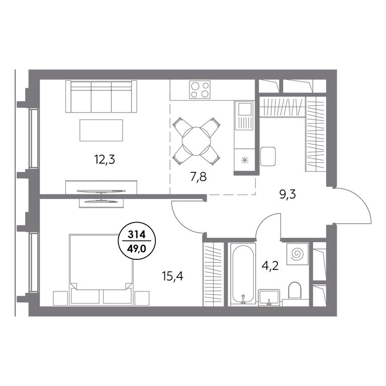 2-BD Apartment Sale, 49 sq. m. at Dom56, Fridrikha Engelsa Street, 56с1, Moscow, Russia #1 2-BD Apartment Sale, 49 sq. m. at Dom56, Fridrikha Engelsa Street, 56с1, Moscow, Russia #1