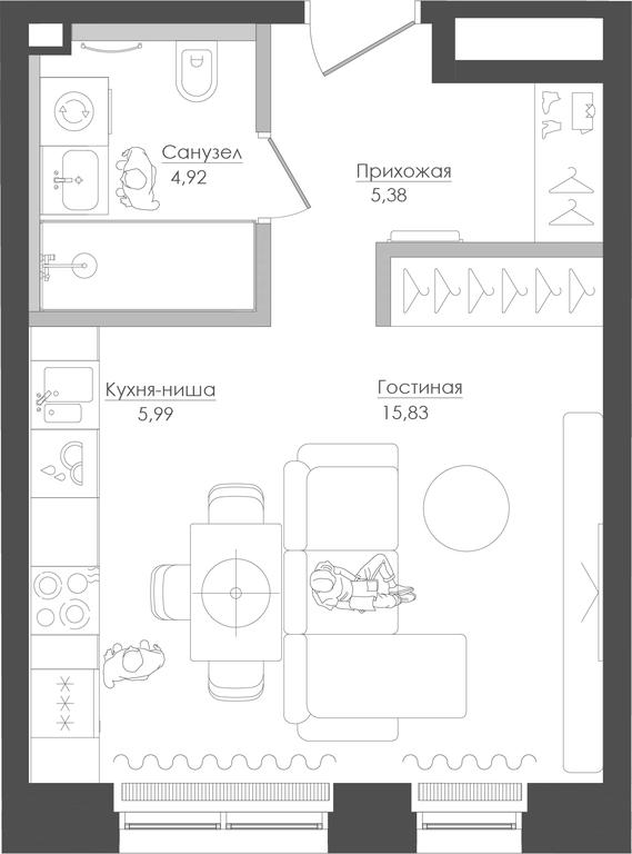 Apartment Sale, 32.84平方米 at Seliger City, Ilmenskiy Drive, 14к3, Moscow, Russia #1