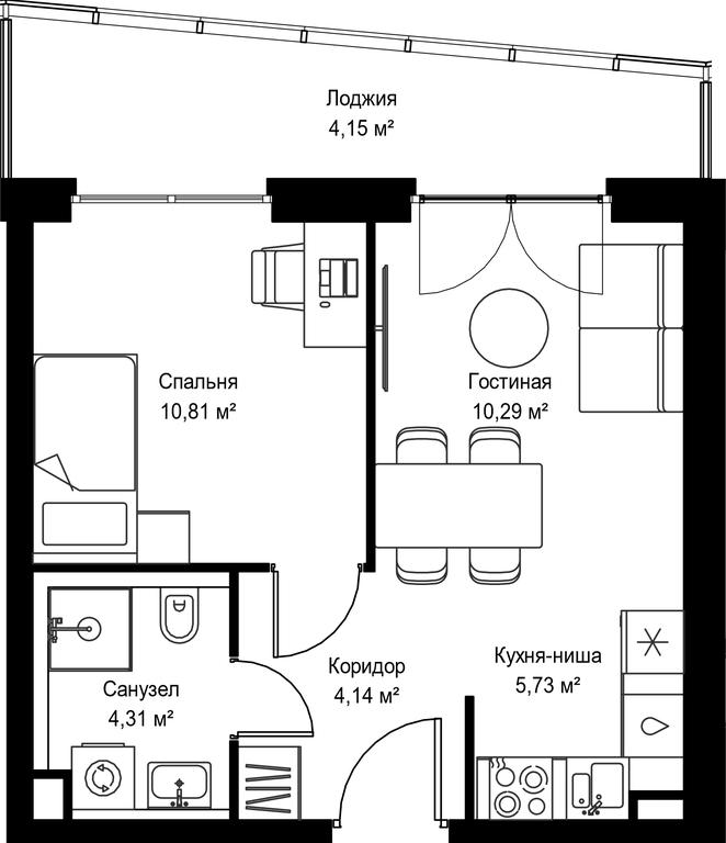 1-BD Apartment Sale, 39.43 sq. m. at Seliger City, Ilmenskiy Drive, 14к3, Moscow, Russia #2