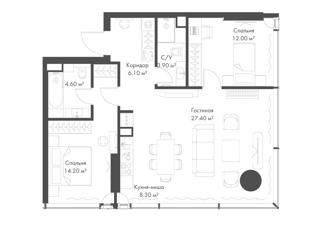 2-BD Apartment Sale, 76.5 sq. m. at Slava, Leningradskiy Avenue, 8с10, Moscow, Russia #1