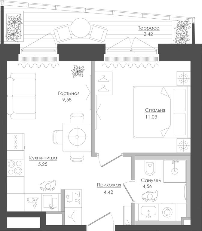 1-BD Apartment Sale, 38.05平方米 at Seliger City, Ilmenskiy Drive, 14к3, Moscow, Russia #1