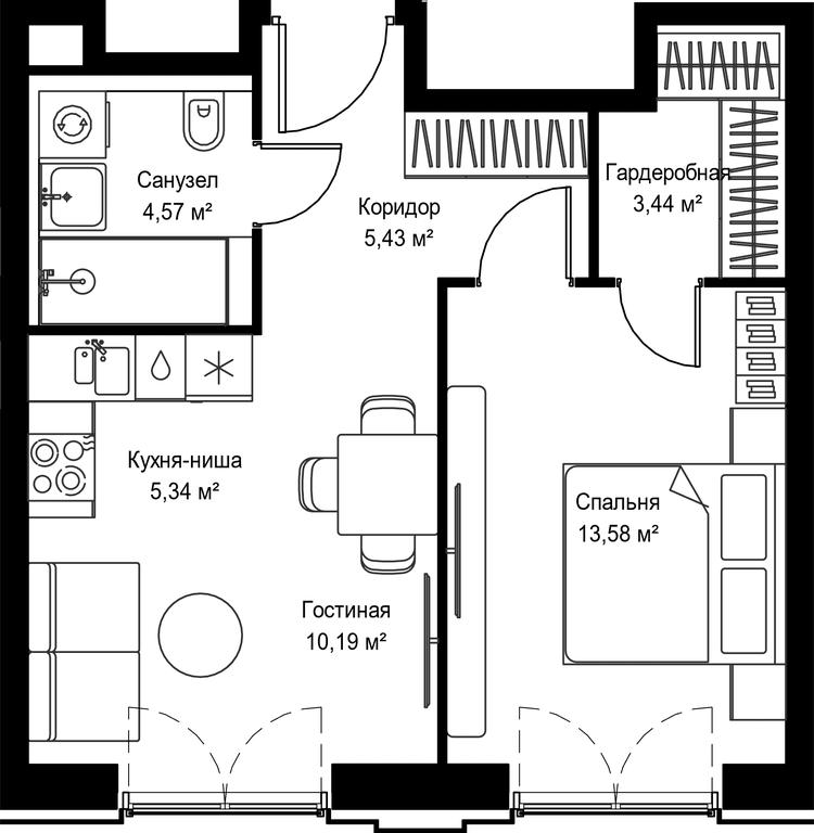 1-BD Apartment Sale, 42.55 sq. m. at Seliger City, Ilmenskiy Drive, 14к3, Moscow, Russia #2 1-BD Apartment Sale, 42.55 sq. m. at Seliger City, Ilmenskiy Drive, 14к3, Moscow, Russia #2