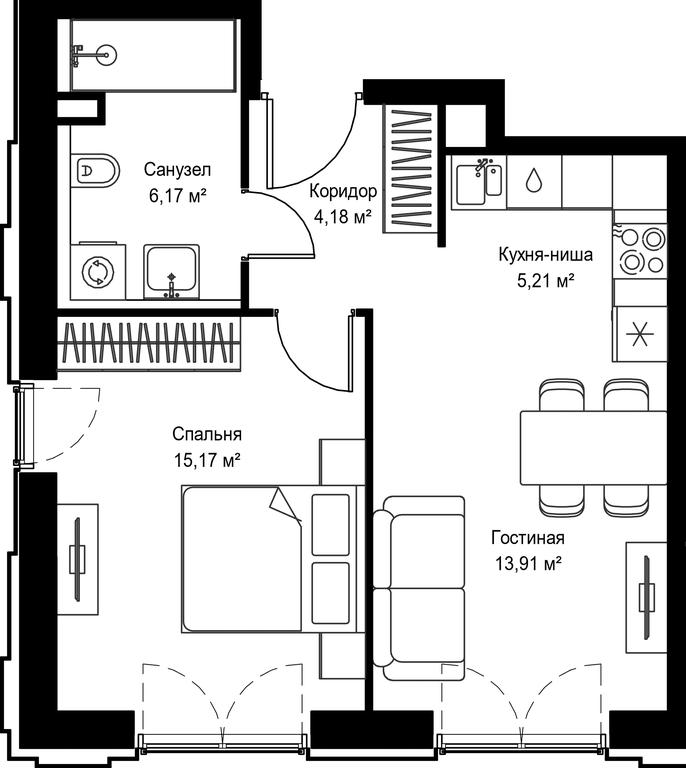 1-BD Apartment Sale, 44.64 sq. m. at Seliger City, Ilmenskiy Drive, 14к3, Moscow, Russia #2