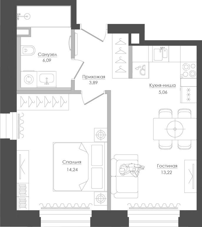 1-BD Apartment Sale, 44.64 sq. m. at Seliger City, Ilmenskiy Drive, 14к3, Moscow, Russia #1