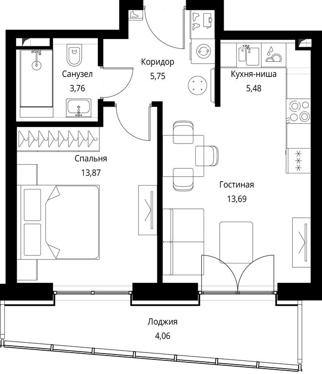 1-BD Apartment Sale, 48.15 sq. m. at Seliger City, Ilmenskiy Drive, 14к3, Moscow, Russia #1