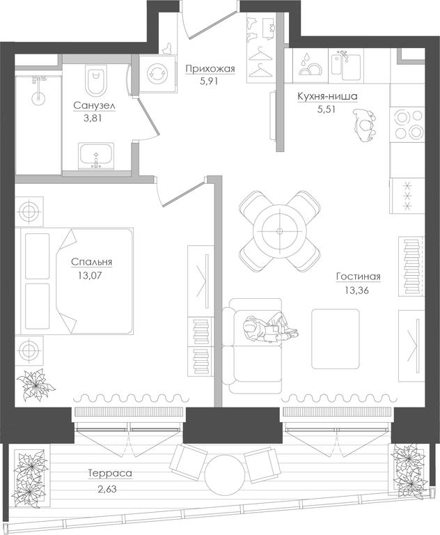 1-BD Apartment Sale, 45.25 sq. m. at Seliger City, Ilmenskiy Drive, 14к3, Moscow, Russia #1