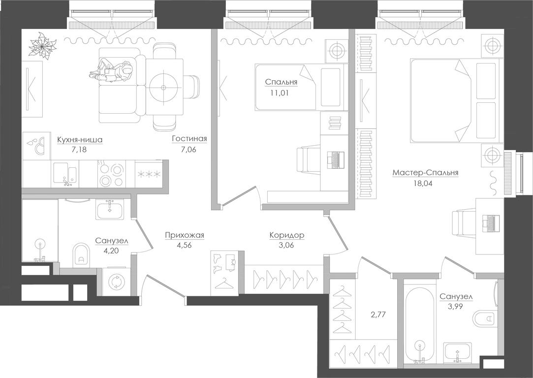 2-BD Apartment Sale, 63.75平方米 at Seliger City, Ilmenskiy Drive, 14к3, Moscow, Russia #1 2-BD Apartment Sale, 63.75平方米 at Seliger City, Ilmenskiy Drive, 14к3, Moscow, Russia #1