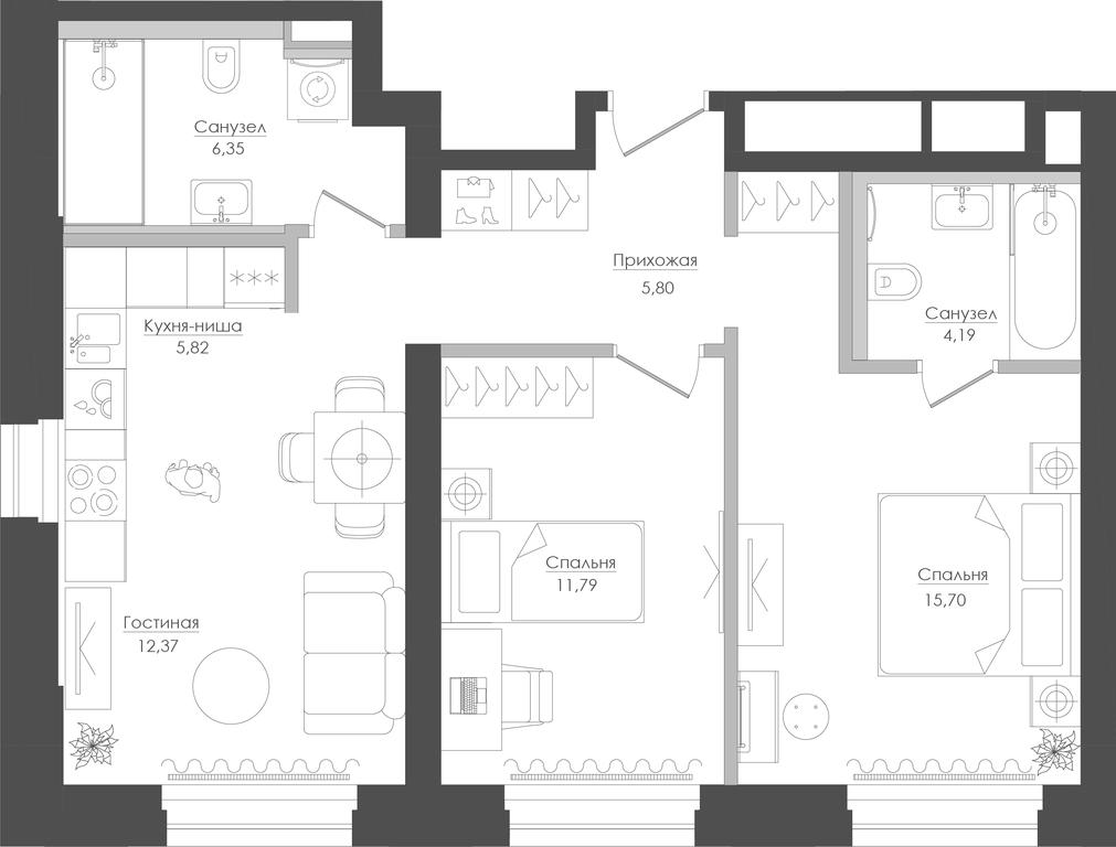 2-BD Apartment Sale, 65.53 sq. m. at Seliger City, Ilmenskiy Drive, 14к3, Moscow, Russia #1