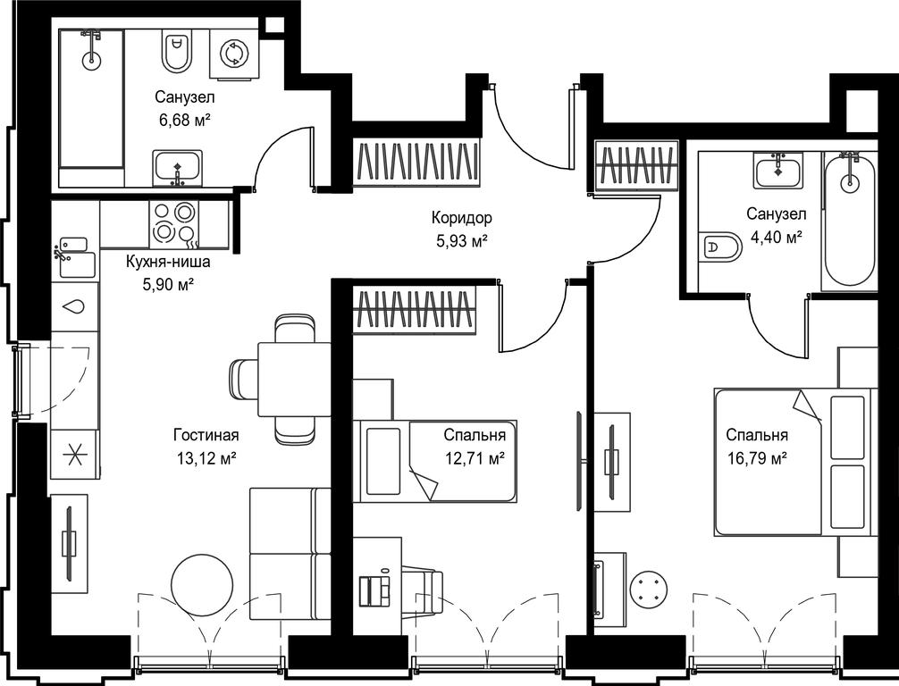 2-BD Apartment Sale, 65.53 sq. m. at Seliger City, Ilmenskiy Drive, 14к3, Moscow, Russia #2