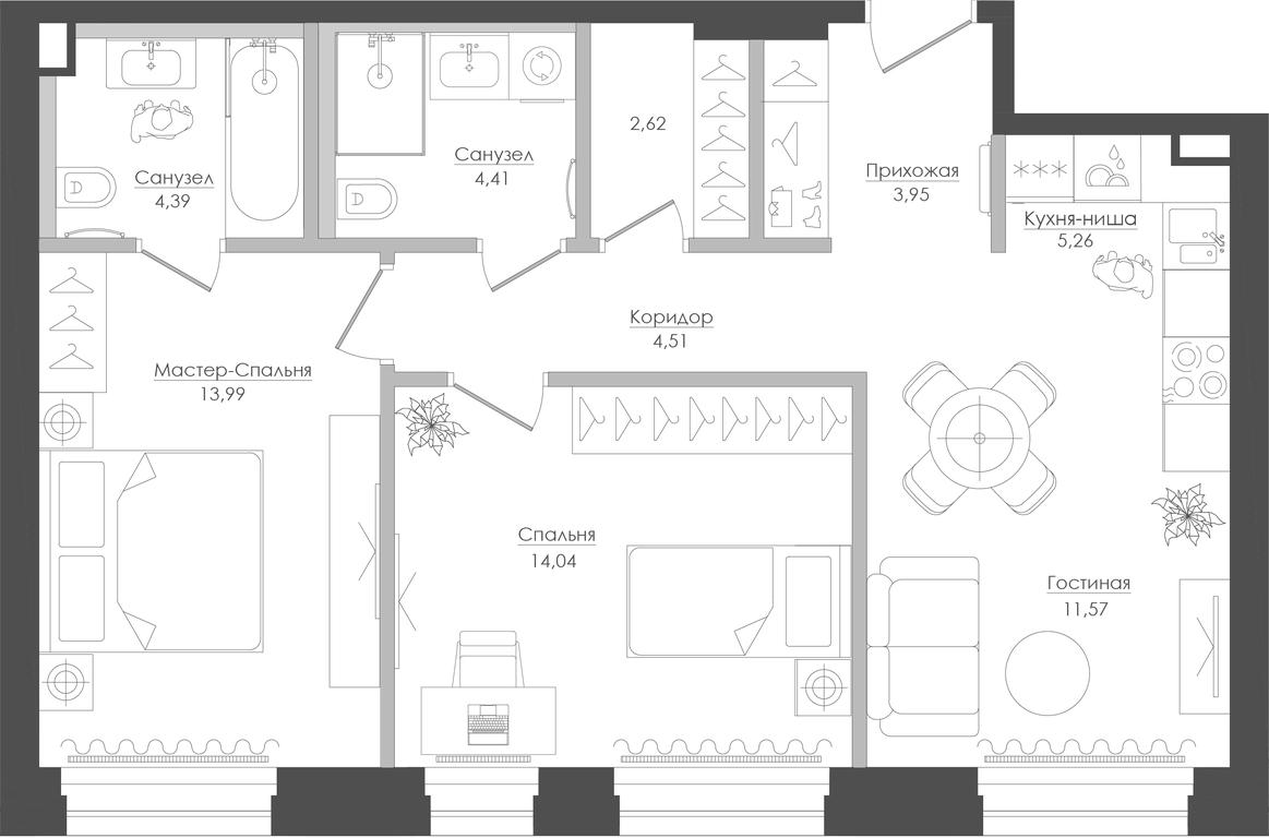 2-BD Apartment Sale, 68.72 sq. m. at Seliger City, Ilmenskiy Drive, 14к3, Moscow, Russia #1 2-BD Apartment Sale, 68.72 sq. m. at Seliger City, Ilmenskiy Drive, 14к3, Moscow, Russia #1